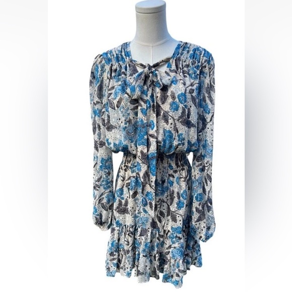 Misa Los Angeles Dress Small Floral Jaipur Smocked Boho Maximalist Ruffle - Picture 3 of 12